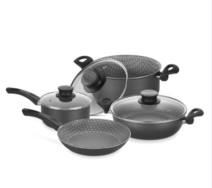 JUEGO DE OLLAS PARIS GRIS 7 PIEZAS TRAMONTINA