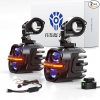 Future Eyes Luces antiniebla para motocicleta de 120 W, luces LED ámbar auxiliares de conducción con DRL y estroboscópico, luz impermeable IP67 para motocicleta para conducción nocturna, todoterreno