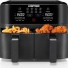 Chefman TurboFry Touch Dual Air Fryer, Maximize The Healthiest Meals With Double Basket Capacity, One-Touch Digital Controls And Shake Reminder For The Perfect Crispy And Low-Calorie Finish
