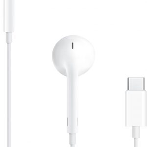 Apple Auriculares EarPods con enchufe USB-C, auriculares con cable con control remoto integrado para controlar la música, llamadas telefónicas y volumen