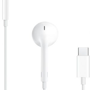Apple Auriculares EarPods con enchufe USB-C, auriculares con cable con control remoto integrado para controlar la música, llamadas telefónicas y volumen