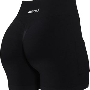 AUROLA Influence Workout Shorts for Women,2.5 3.5 4.5 5.5 6.5 No Roll Up Squat Proof Scrunch Seamless Compression Gym Short