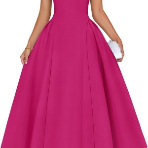 ZESICA Cocktail Dresses for Women's Elegant Off Shoulder Short Sleeve Swing A Line Wedding Evening Party Midi Dress