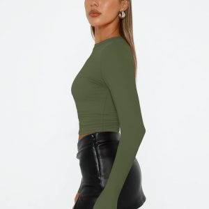 AUTOMET Womens Long Sleeve Shirts Basic Compression Going Out Crop Tops Fall Fashion Y2K Clothes 2025