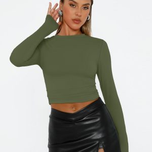 AUTOMET Womens Long Sleeve Shirts Basic Compression Going Out Crop Tops Fall Fashion Y2K Clothes 2025