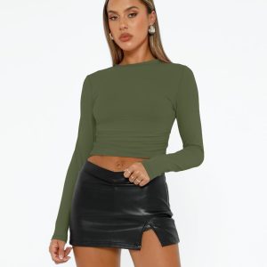 AUTOMET Womens Long Sleeve Shirts Basic Compression Going Out Crop Tops Fall Fashion Y2K Clothes 2025