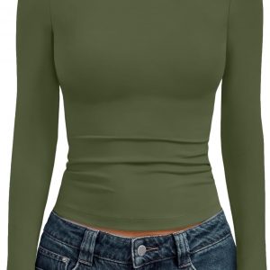 AUTOMET Womens Long Sleeve Shirts Basic Compression Going Out Crop Tops Fall Fashion Y2K Clothes 2025