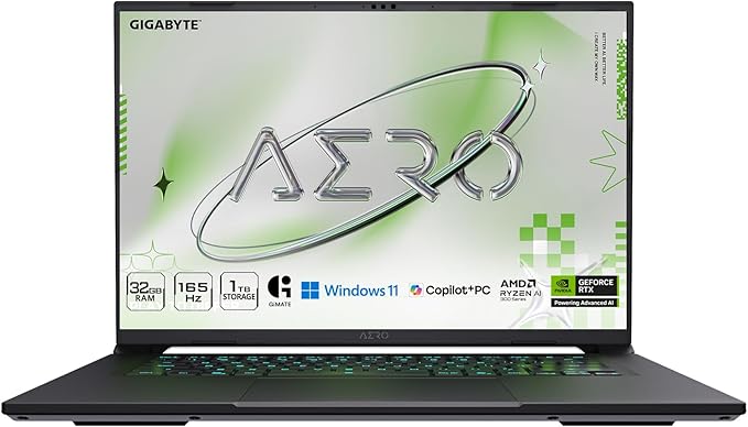 GIGABYTE AERO X16; Copilot+ PC - 165Hz 2560x1600 WQXGA - NVIDIA GeForce RTX 5070 - AMD Ryzen AI 9 HX 370-1TB SSD with 32GB DDR5 RAM - Windows 11 Home - Lunar White AERO X16 2WHA3USC64DH