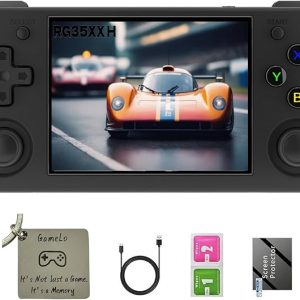 RG35XX H, Anbernic - Consola de juegos de mano retro con tarjeta 64GTF, diseño de doble joystick de 3.5 pulgadas, pantalla HD que dura hasta 8 horas de batería de alta capacidad para una mejor