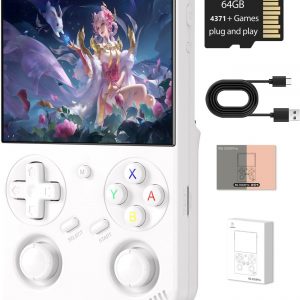 RG35XX Pro Retro Handheld Game Console , RG 35XXPro Support HDMI TV Output 5G WiFi Bluetooth 4.2 , 3.5 Inch IPS Screen Linux System Built-in 64G TF Card 4353 Games(White-New)