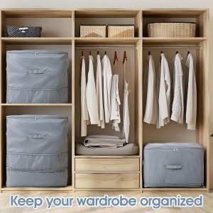 Ultra Space Saving 3-Layer Zipper Compression Storage Bags Large Capacity Heavy Duty Satin Fabric Organizer for Comforters Blankets Bedding and Seasonal Clothing (Gray, X-Large 2PCS)