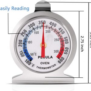 Oven Thermometer 50-300°C/100-600°F, Oven Grill Fry Chef Smoker Analog Thermometer Instant Read Stainless Steel Kitchen Cooking Thermometer