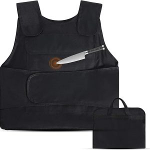 Chaleco táctico de seguridad, ropa interior protectora antiapuñalamiento, tela impermeable + capa de cojín interior, para seguridad a prueba de explosiones, Negro -