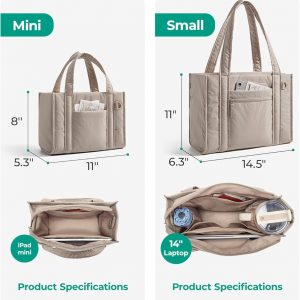 BAGSMART Small Tote Bag for Women, Lightweight with Zipper, Crossbody Purses for Travel Work College
