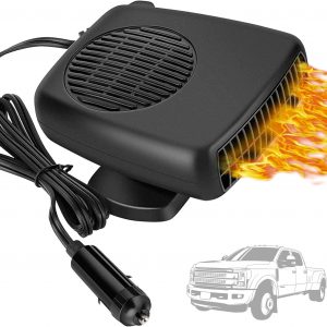 Car Heater 12V Dual Heat & Cool, 150W Portable Car Heater Fan with 360° Rotatable Base, Quick Defrosting & Demisting for Windshield, Universal for Truck/SUV/Car (Cigarette Lighter Plug)