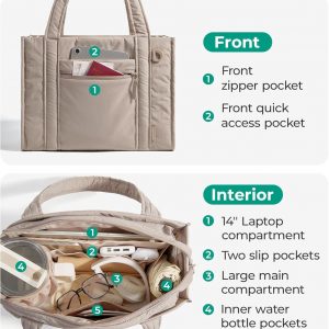 BAGSMART Small Tote Bag for Women, Lightweight with Zipper, Crossbody Purses for Travel Work College