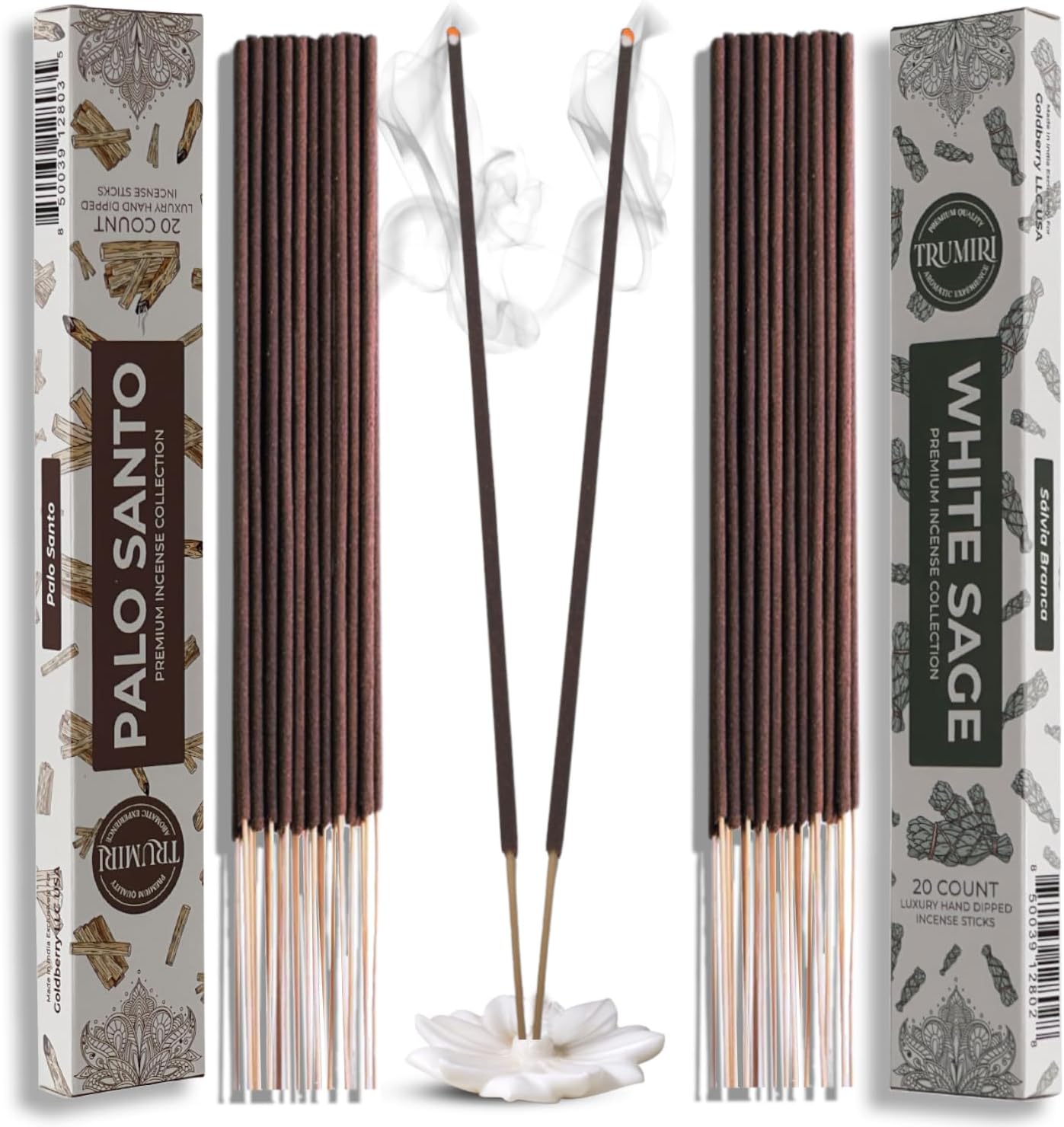 Trumiri Incense Sticks - Combo Pack of 40 Insence-Sticks - 20 Palo Santo + 20 White Sage - Cleansing Insense - Insents - Incents - Inscense - Incence - Incienso - All Natural Non Toxic Incense Sticks - Image 10