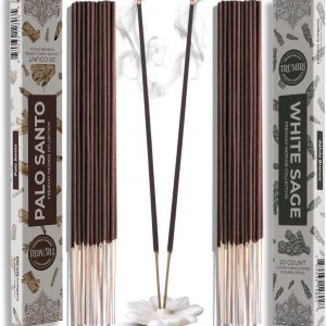 Trumiri Incense Sticks - Combo Pack of 40 Insence-Sticks - 20 Palo Santo + 20 White Sage - Cleansing Insense - Insents - Incents - Inscense - Incence - Incienso - All Natural Non Toxic Incense Sticks