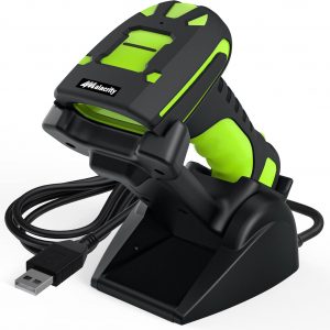 Alacrity 2D Industrial Wireless Barcode Scanner with Charging Stand, Bluetooth Drop Resistant, 1968 Feet Transmission Distance 433Mhz QR 1D Bar Code Reader