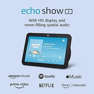 Amazon Echo Show 8, With Spatial Audio, Smart Home Hub, ideal for open living spaces, includes Alexa, Charcoal