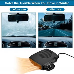 Car Heater 12V Dual Heat & Cool, 150W Portable Car Heater Fan with 360° Rotatable Base, Quick Defrosting & Demisting for Windshield, Universal for Truck/SUV/Car (Cigarette Lighter Plug)