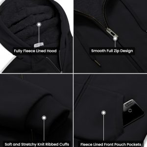 GEEK LIGHTING Hoodies for Men Heavyweight Fleece Sweatshirt - Full Zip Up Thick Sherpa Lined