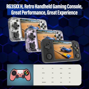 RG35XX H, Anbernic - Consola de juegos de mano retro con tarjeta 64GTF, diseño de doble joystick de 3.5 pulgadas, pantalla HD que dura hasta 8 horas de batería de alta capacidad para una mejor