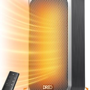 Dreo Quiet Space Heater, 1500W Portable Heaters for Indoor Use with Remote, 70° Oscillation, Fast and Safety Electric PTC Ceramic for Desk Office Bedroom, 12H Timer