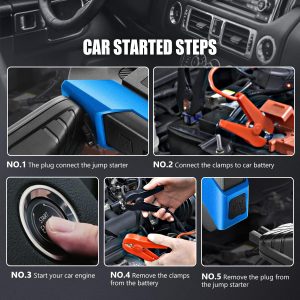 DNA MOTORING 12V 1500A 15000 mAh Portable Car Battery Jump Starter, Battery Pack Chargers, Jump Box， for Up to 7.0L Gas & 5.5L Diesel Engine TOOLS-00216 Blue