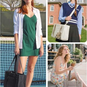 BAGSMART Small Tote Bag for Women, Lightweight with Zipper, Crossbody Purses for Travel Work College