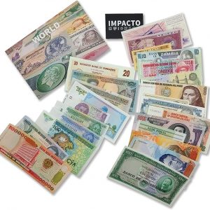 IMPACTO COLECCIONABLES Colección de moneda extranjera – 25 billetes de moneda mundial diferentes – Moneda coleccionable extranjera – Colección de monedas del viejo mundo – Colección de billetes (COA
