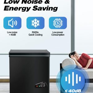 Compact Chest Freezer, 5.0 Cu Ft Deep Freezer with Removable Storage Basket, Mini Freezer with 7 Temperature Levels Thermostat, Black Top Open Door Freezer Ideal for Home, Kitchen & Office
