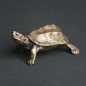 TEAMWILL 1PC Brass Vintage Turtle Figurine Statue Home Ornaments Animal Figurines Gift US