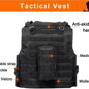 AZB Tactical Vest Adjustable Airsoft Paintball Vest with Removable Pouch