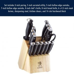 HENCKELS Premium Quality 15-Piece Knife Set with Block, Razor-Sharp, German Engineered Knife Informed by over 100 Years of Masterful Knife Making, Lightweight and Strong, Dishwasher Safe