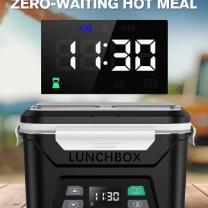 EAST OAK Cordless Electric Lunch Box for Adults, Heated Lunch Box Battery Powered with Automatic Heating, 5.5 Cups Portable Food Warmer with Removable Tray Divider