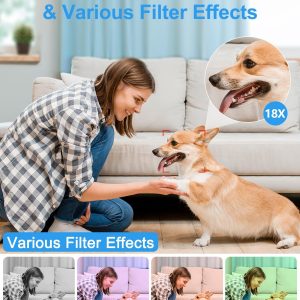 Digital Camera, 5K Vlogging Camera for Photography, 80MP Dual Screen Point and Shoot Digital Camera with Auto Focus, 18X Zoom, Flash, 2 Batteries, 32GB Card for Teens and Adults (White)