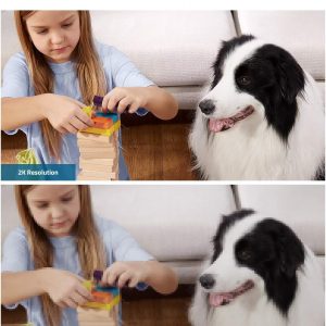 eufy Security Indoor Cam E220, Camera for home Security, Pan & Tilt, Dog/Pet Camera, 2K Wi-Fi Plug-in, Motion Tracking, Motion Only Alerts, Night Vision, HomeBase 3 Compatible, Voice Assistant Support