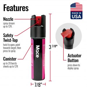 Mace Pepper Spray - Pocket, Sport, & Twist Lock Models, Max Strength 10% OC Formula, Long Lasting UV Dye, Self Defense Pepper Spray for Women & Men
