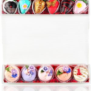 50 Pack 12 x 2.8 x 2.4 Inches Chocolated Covered Strawberries Boxes Macaron Boxes with Clear Lids, 12 Inches Long Bakery boxes with Window for Chocolate,truffle,Cocoa Bombs,Cookies