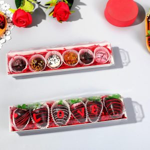 50 Pack 12 x 2.8 x 2.4 Inches Chocolated Covered Strawberries Boxes Macaron Boxes with Clear Lids, 12 Inches Long Bakery boxes with Window for Chocolate,truffle,Cocoa Bombs,Cookies