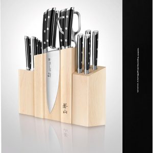 Cangshan TS Series 1021431 Swedish 14C28N Steel Forged DENALI Magnetic Knife Block Set, Maple