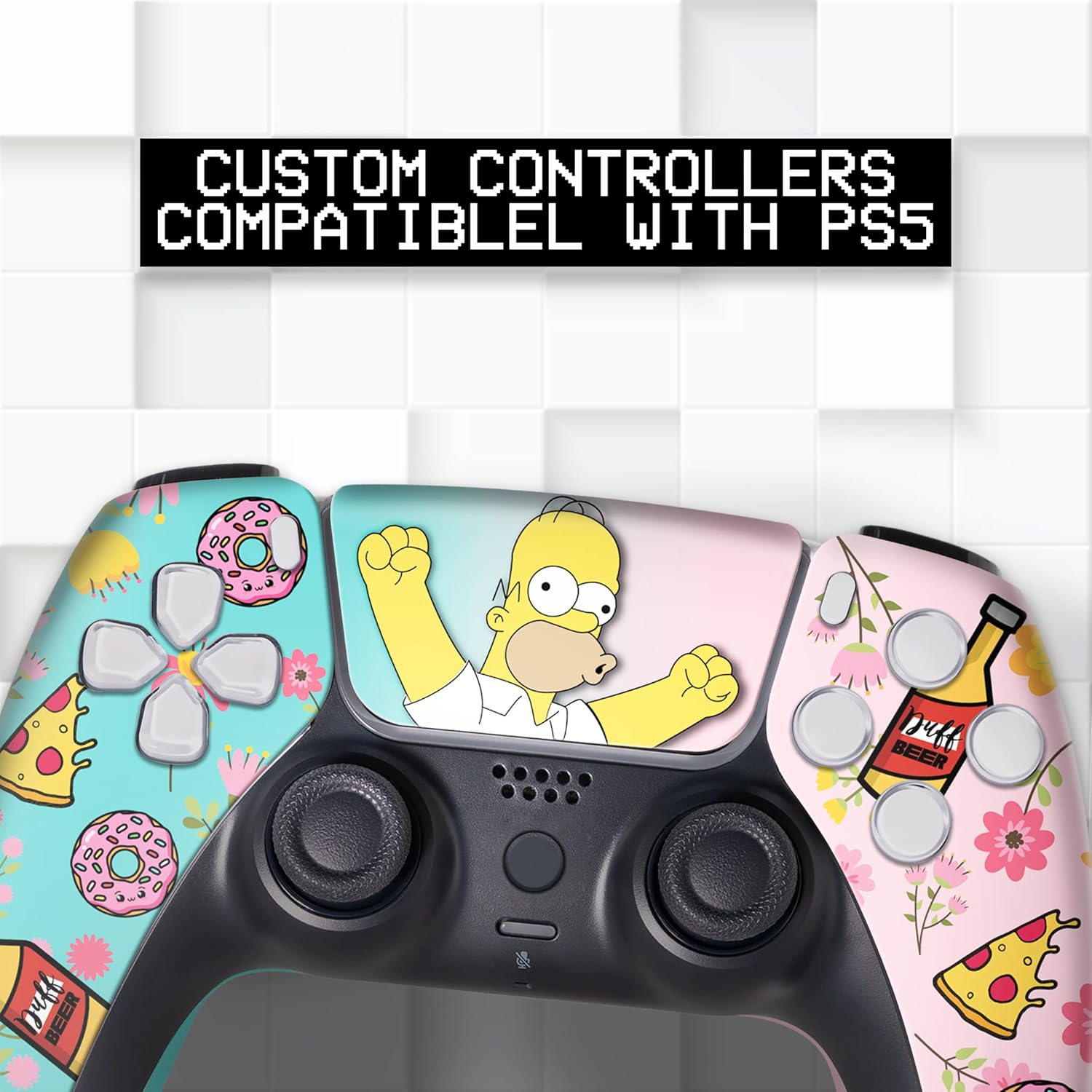 Simpsson Custom PS-5 Controller Wireless compatible with Play-Station 5 Console by BCB Controllers | Proudly Customized in USA with Permanent HYDRO-DIP Printing (NOT JUST A SKIN) - Image 3