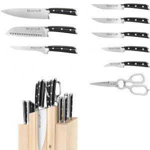 Cangshan TS Series 1021431 Swedish 14C28N Steel Forged DENALI Magnetic Knife Block Set, Maple