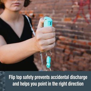 SABRE 2-in-1 Pepper Gel with Detachable Safety Whistle Keychain, 3X longer spray time, 12-Foot, Whistle for Help and Can Be Heard Up to 750 Feet, UV Marking Dye, Ergonomic Finger Grip, Flip Top Safety