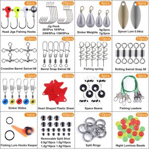 TOPFORT 187/343pcs Fishing Accessories Kit, Organized Fishing Tackle Box with Tackle Included, Fishing Hooks, Fishing Weights Sinkers, Fishing Gear and Equipment, Fishing Gift for Men