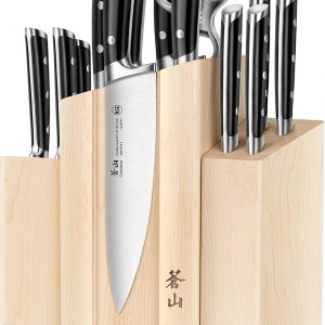 Cangshan TS Series 1021431 Swedish 14C28N Steel Forged DENALI Magnetic Knife Block Set, Maple