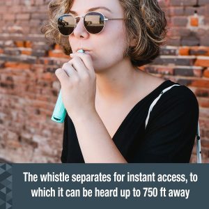 SABRE 2-in-1 Pepper Gel with Detachable Safety Whistle Keychain, 3X longer spray time, 12-Foot, Whistle for Help and Can Be Heard Up to 750 Feet, UV Marking Dye, Ergonomic Finger Grip, Flip Top Safety